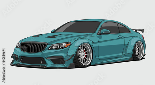 Teal sports car illustration