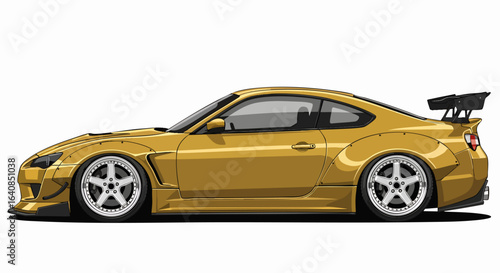 Gold sports car profile graphic design