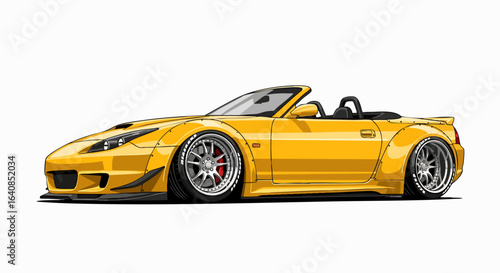 Yellow convertible sports car illustration