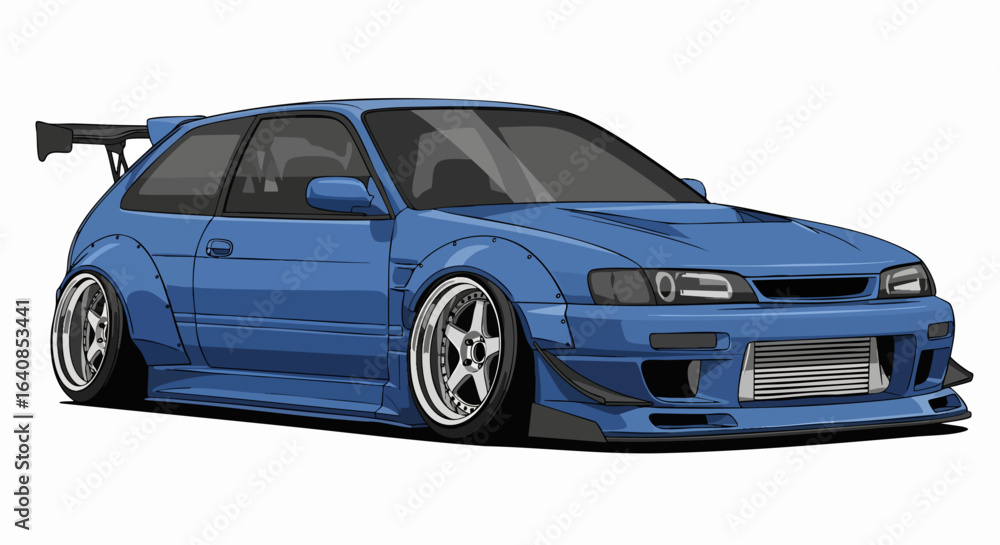 Obraz premium Blue sport car illustration graphic design