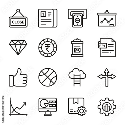 Business icon Vector outline icon set 3
