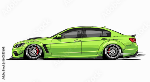 Lime green sports car illustration