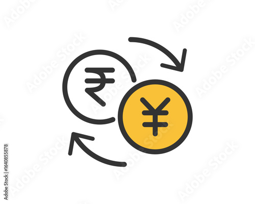 インドルピーと円の両替アイコン ベクターイラスト | ベクター素材 編集可能 SVG