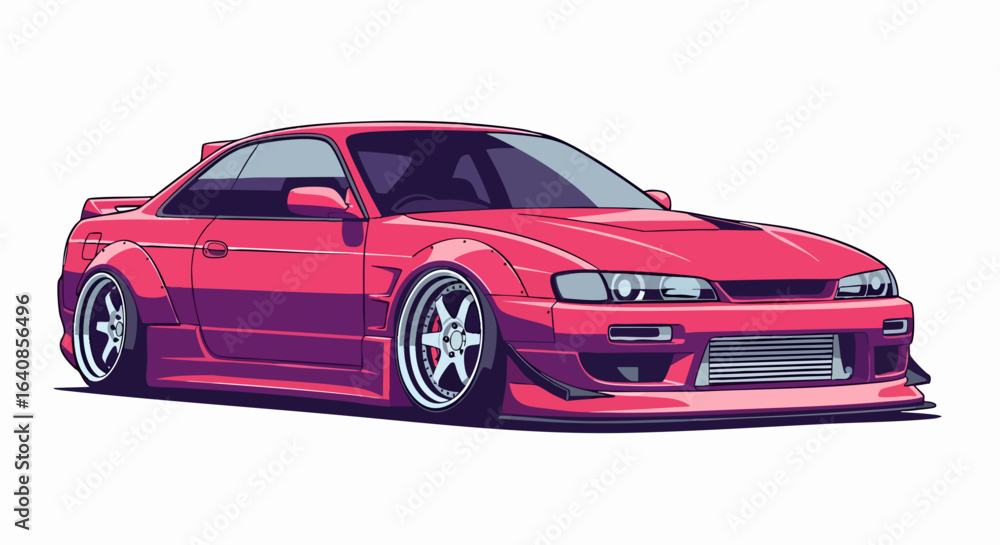 Obraz premium Pink custom car illustration design