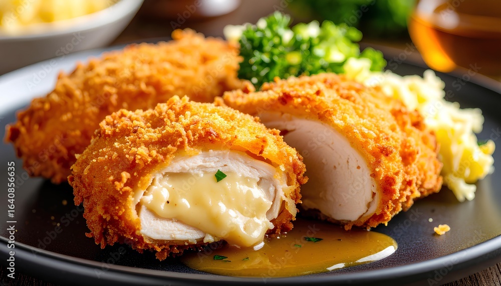 chicken cordon blue with vegetable on a plate chicken cordon blue with vegetable on a plate
