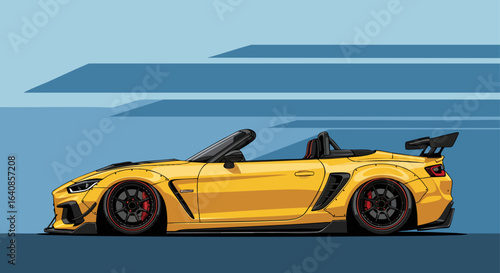 Yellow convertible sports car illustration