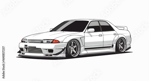 Stylish white car graphic design illustration