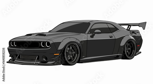 Customized dark gray car illustration