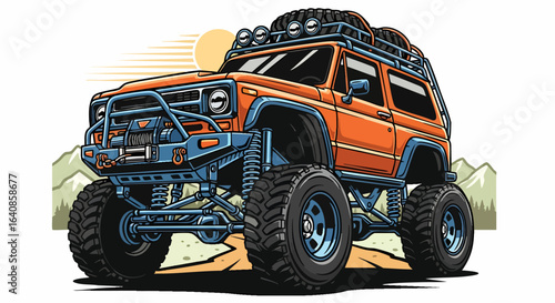 Orange off road vehicle illustration