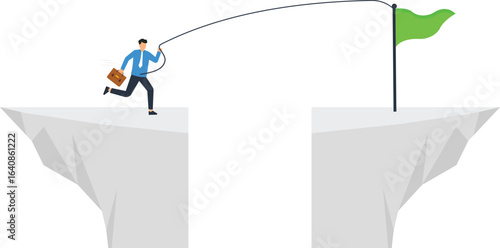 Businessman Reaching Goal: Conceptual Illustration of Success, Achievement, and Overcoming Obstacles,uccess concept, ambitious person, determined individual, overcoming obstacles, business strategy