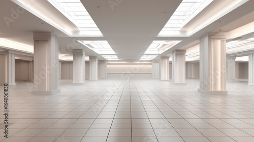 Wallpaper Mural Empty Hallway with Columns: A Versatile Architectural Space for Commercial, Retail or Event Use Torontodigital.ca