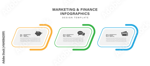 Three steps of infographic layout process. Business and marketing infographics for presentation slides.