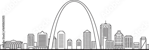 St. Louis Skyline Vector Illustration with Gateway Arch and City Buildings Design