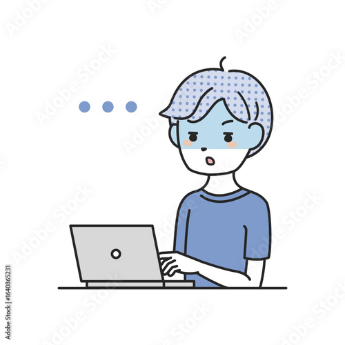 パソコンの前で青ざめる男性