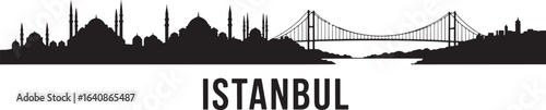 Istanbul Skyline Silhouette Vector Illustration with Transparent Background for Design Projects