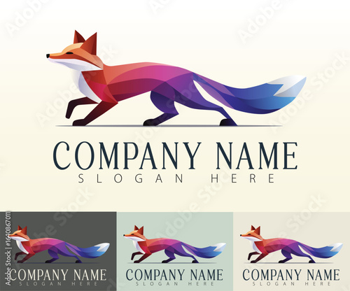 A geometric fox emblem.