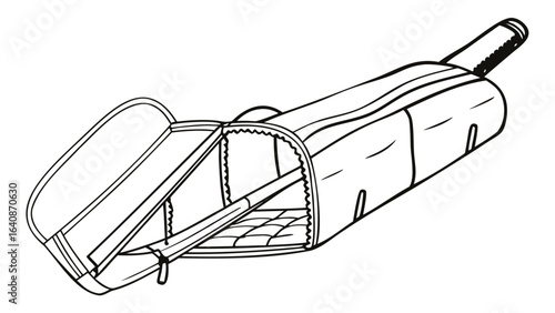 cricket bat in case, black and white clip art preview
