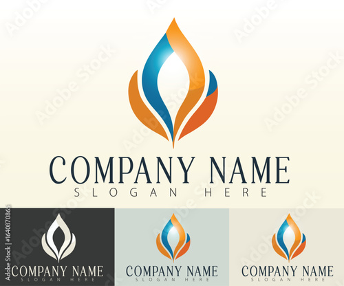 Minimal line-art flame logo design.