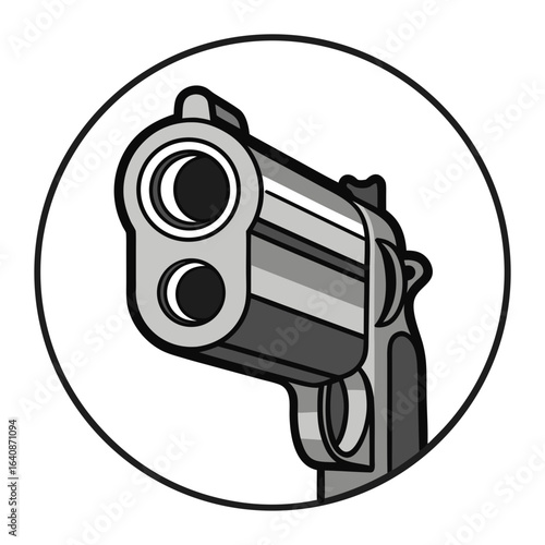 Gun Barrel Close-Up Icon Vintage Firearm Silhouette Vector Design