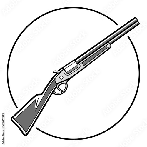 Single Shotgun Side View Icon  Vintage Firearm Silhouette Vector Design
