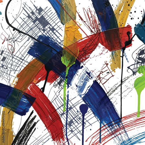Abstract Painting with Bold Brushstrokes and Color.