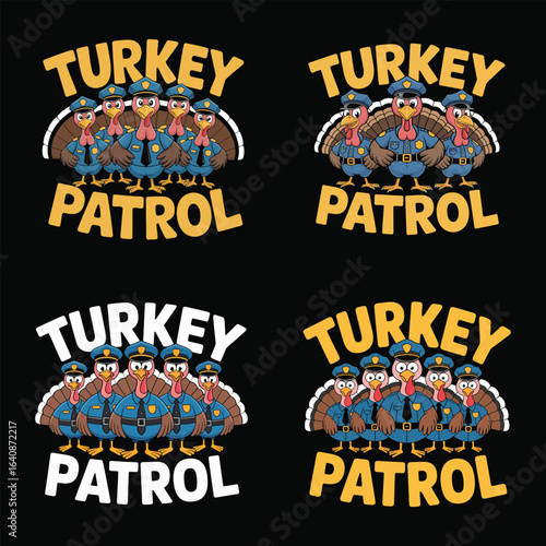 Turkeys in police uniforms patrol cartoon
