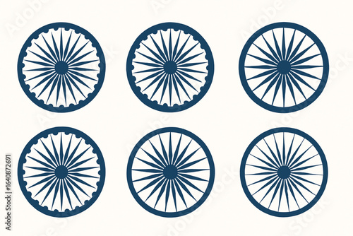 set vector illustration icons of Ashoka Chakra