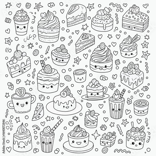 Whimsical Black and White Desserts with Cute Faces and Decorations.