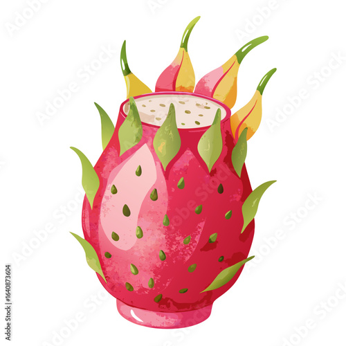 dragon fruit on white background