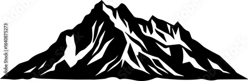 Mountain range silhouette with layered peaks isolated on white background for vector design, print, and cut files