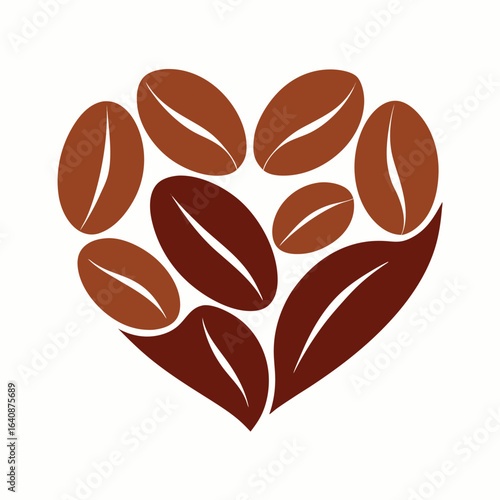 Heart shaped coffee beans symbolizing love for coffee
