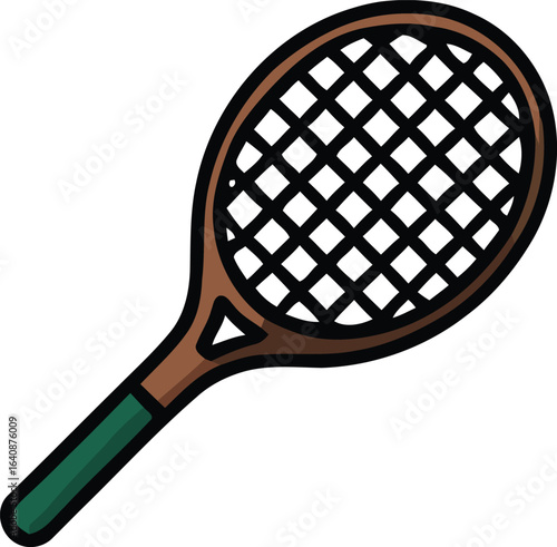 Tennis Racket Icon Illustration: Sports Equipment for Athletic Games and Recreational Activities