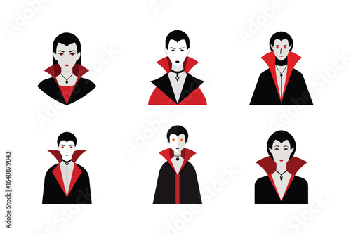 person in vampire costume color vector illustration set on white background