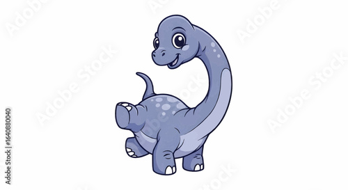  Cute Baby Brachiosaurus Cartoon Dinosaur Smiling Happily
