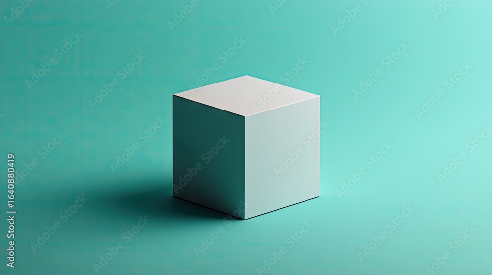 Fototapeta premium Minimal design with a small box positioned off-center on a monochromatic colored background for visual interest