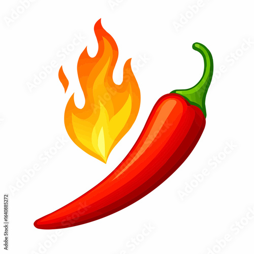Vector illustrations of red hot chili peppers, a spicy symbol of fiery flavor
