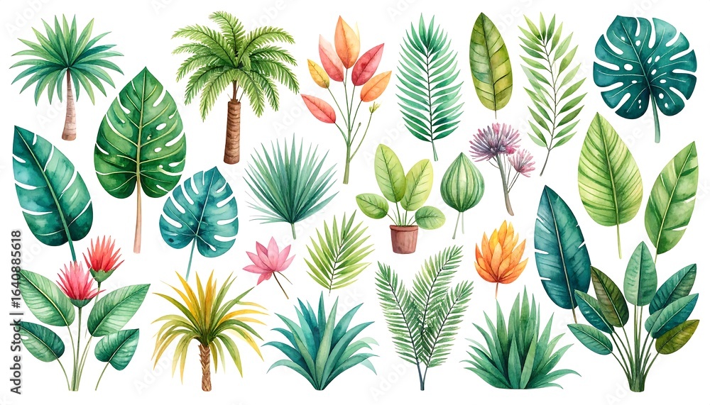 Fototapeta premium Tropical foliage illustrations