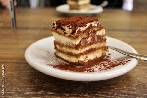 Italian dessert: tiramisu in Venice, Italy