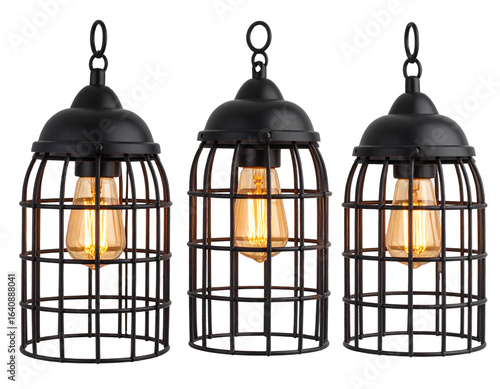 Wallpaper Mural Set of Three Hockey Lamps in a Row, isolated on a transparent background. Torontodigital.ca