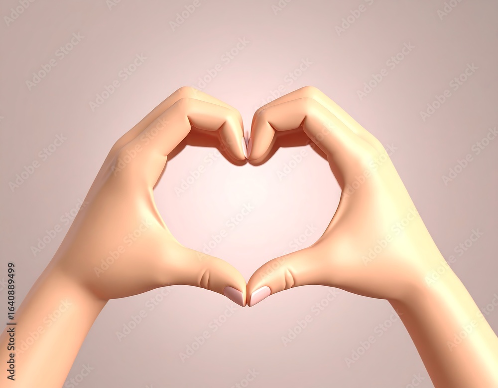 Obraz premium Two hands forming a heart shape against a soft, light background