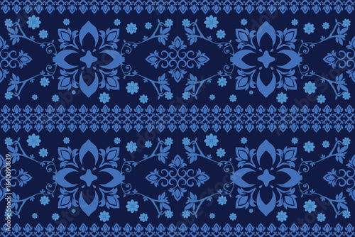 Deep Blue Folk Art Seamless Pattern
Ornate Floral Motifs on a Traditional Textile Design.