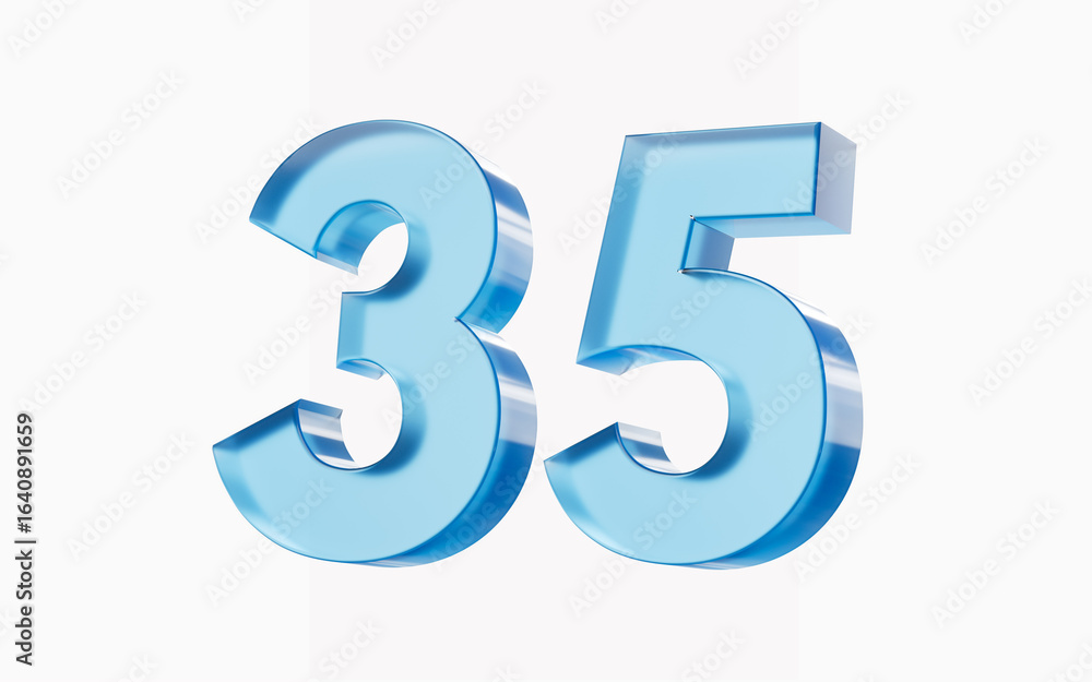 3d Glossy Blue number 35 Thirty five isolated on white background. 3d illustration 3d Glossy Blue number 35 Thirty five isolated on white background. 3d illustration