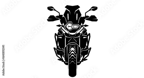 Black and White Silhouette of Adventure Touring Motorcycle.