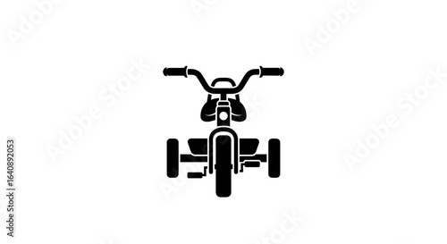 Black and White Tricycle Icon Front View.