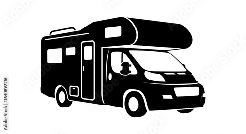 Black Silhouette of a Campervan Motorhome Recreational Vehicle.