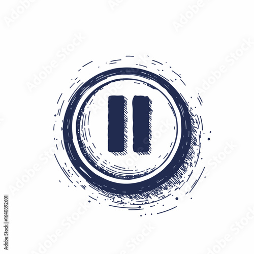 Showing a close-up of mute button, displayed with a hand-drawn, circular frame. This mute button icon suggests silence, pause, or disabling audio functionality. The hand-drawn style adds unique flair,