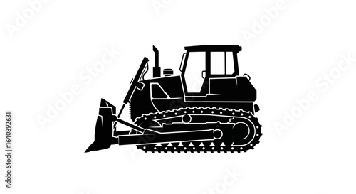 Black Silhouette of a Powerful Bulldozer 1.