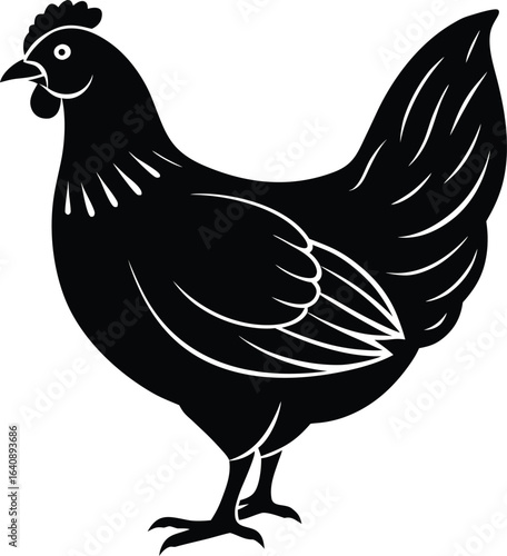 Minimal Hen Silhouette Vector – Single Color Poultry Illustration