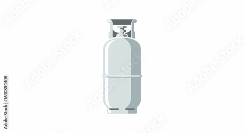 Gas cylinder on white background, for industrial or domestic use, represents source of power. Gas cylinder, designed for storage and transportation, is often utilized for heating and cooking.