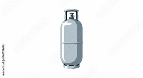 Gas cylinder isolated against white, a pressurized container used for various applications, providing a portable fuel source. Gas cylinder design showcases safety features and regulatory compliance.